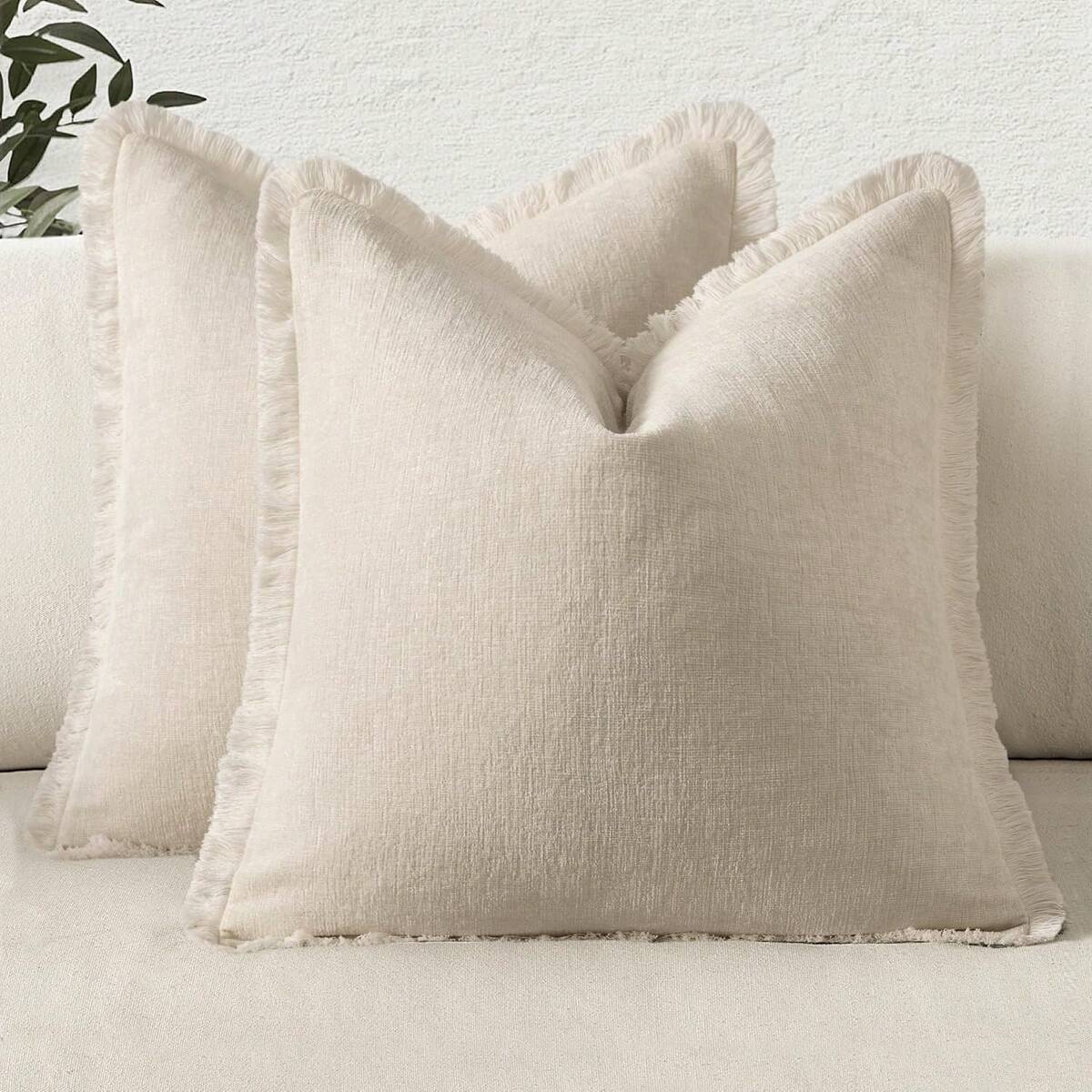 1pc Decorative Bohemian Countryside Farmhouse Cushion Cover, Soft & Comfy Sofa Pillow Case With Fringed Chenille Decoration