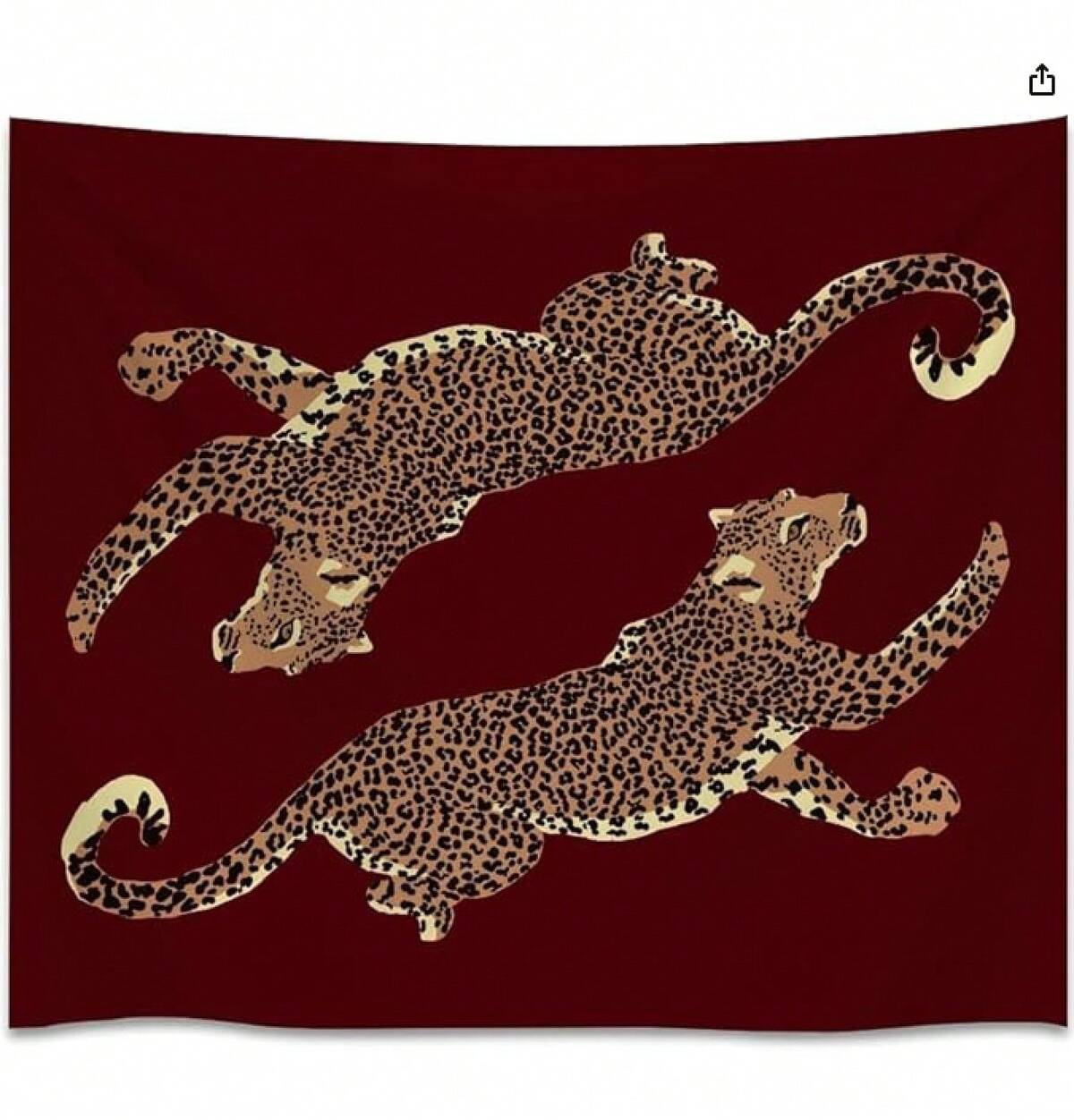 Burgundy Leopard Wall Tapestry Double Wild Cat Illustration Graphic Jungle Art Edgy Teen Room Dorm Decor Large Fabric Hanging Statement Tapestries